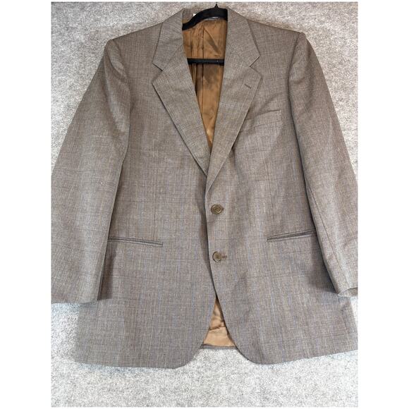VINTAGE 70s Yves Saint Laurent Blazer Mens 38R Brown Plaid Wool Designer Preppy - Picture 5 of 10
